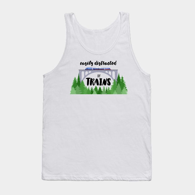 Easily Distracted By Trains Tank Top by Bethany Evelyn Art